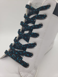 Hybrid Flecked Shoelaces - Black with teal flecks