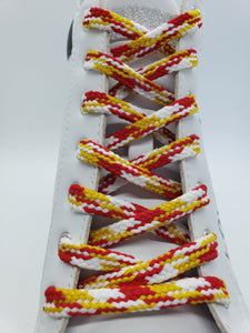 Hybrid Multicolor Shoelaces - Yellow, Red and White