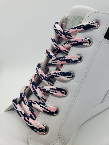 Hybrid Multicolor Shoelaces - Navy blue, Pink and White