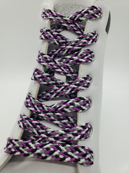 Flat Confetti Shoelaces - Purple, Black, Grey and White