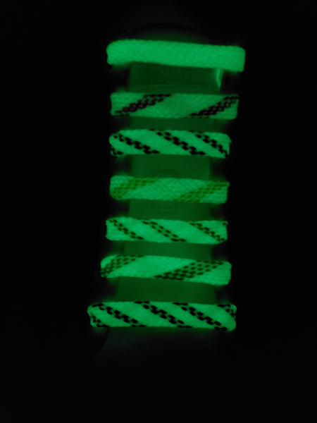 Flat Glow in the Dark Shoelaces - Neon Yellow and White