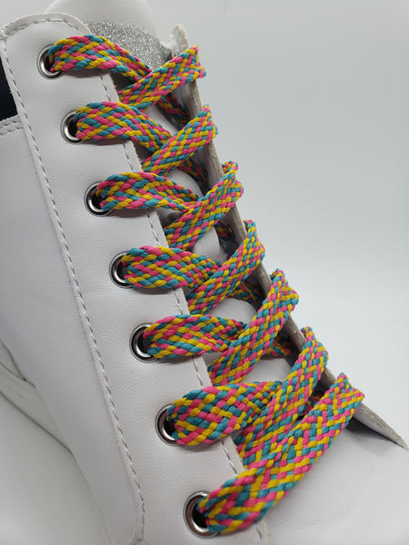 Flat Confetti Shoelaces - Yellow, Blue and Pink