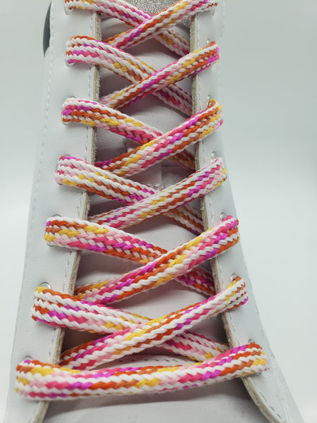 Hybrid Multi-Color Shoelaces - Pinks, Oranges and White
