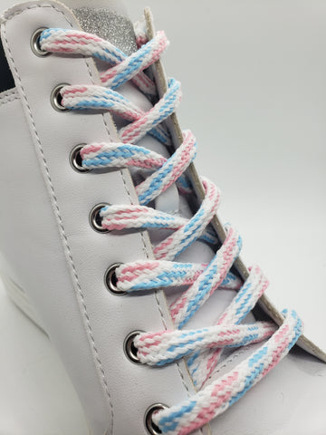 Hybrid Multicolor Shoelaces - Light Pink, Light Blue and White