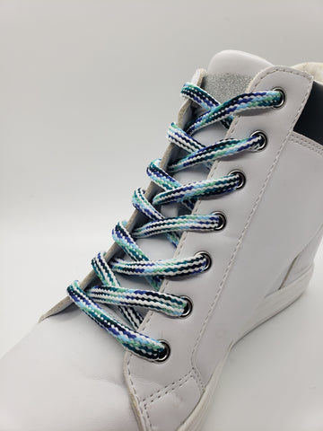 Hybrid Multicolor Shoelaces - Blues, Teals and White