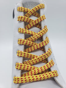 Hybrid Shoelaces - Yellow with Red Accents