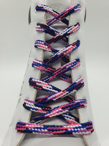 Hybrid Multi-Color Shoelaces - Pink, Purple, Blue, Black and White