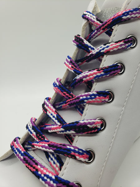 Hybrid Multi-Color Shoelaces - Pink, Purple, Blue, Black and White