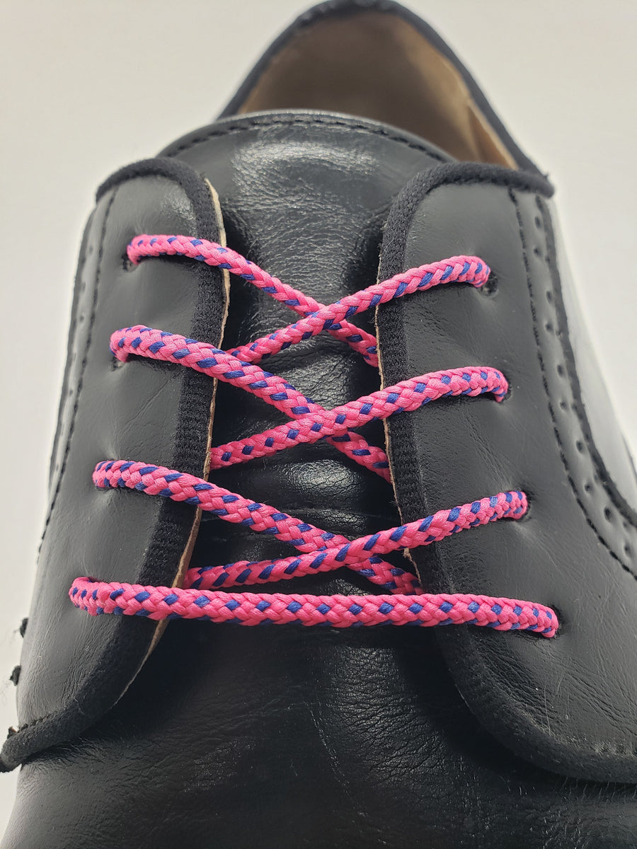 Round Dress Shoelaces - Pink with Blue Accents Round Dress Shoelaces - Pink with Blue Accents