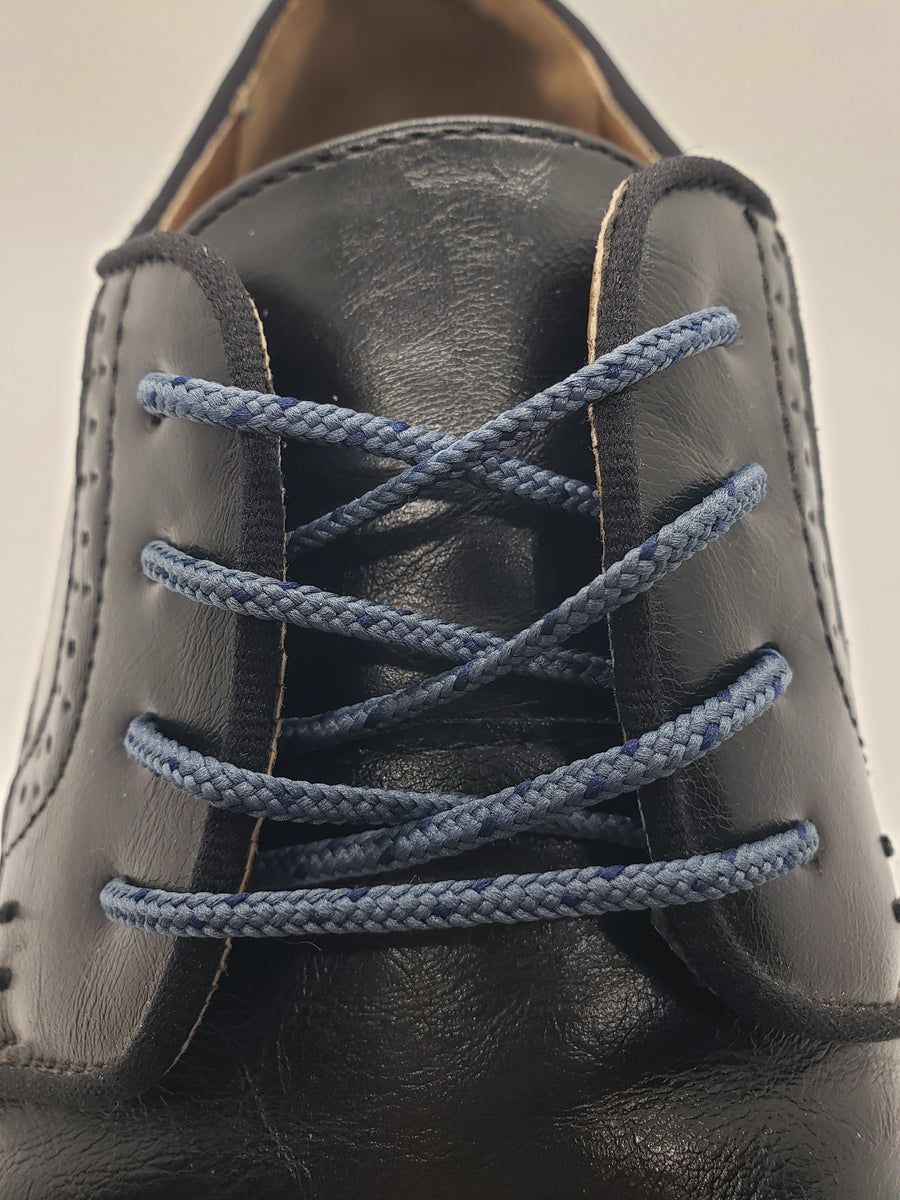Round Dress Shoelaces -Denim Blue with Navy Blue Flecks Round Dress Shoelaces -Denim Blue with Navy Blue Flecks