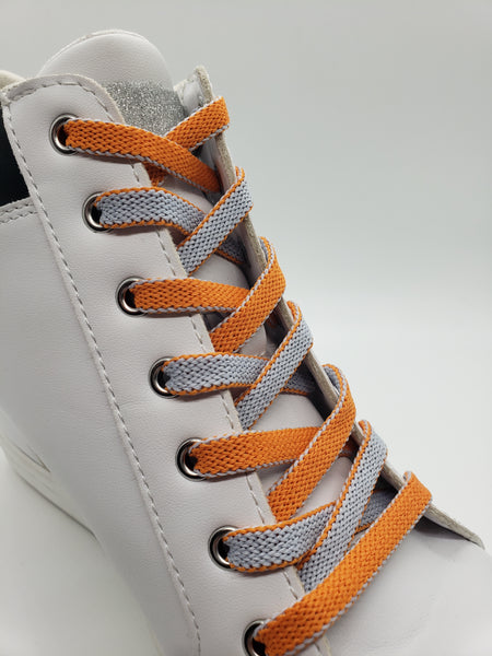 Two Sided Shoelaces - Orange and Grey