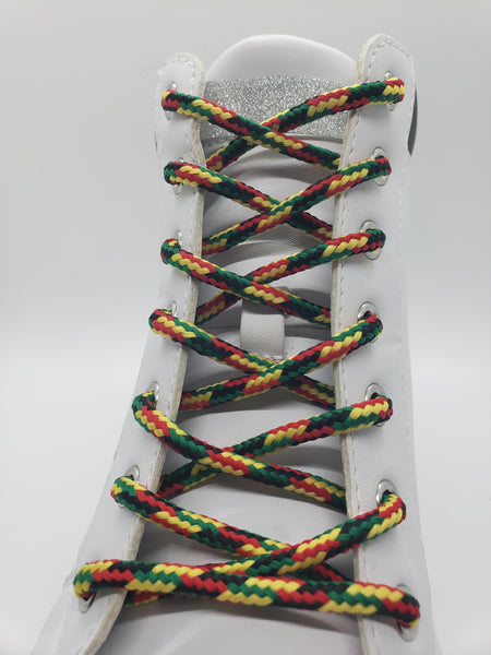 Round Rasta Shoelaces - Red, Black, Green and Gold