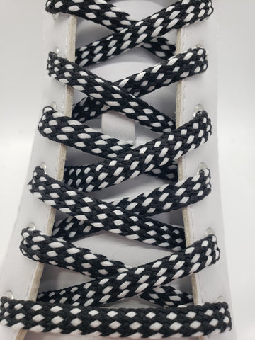 Hybrid Shoelaces - Black with White Accents
