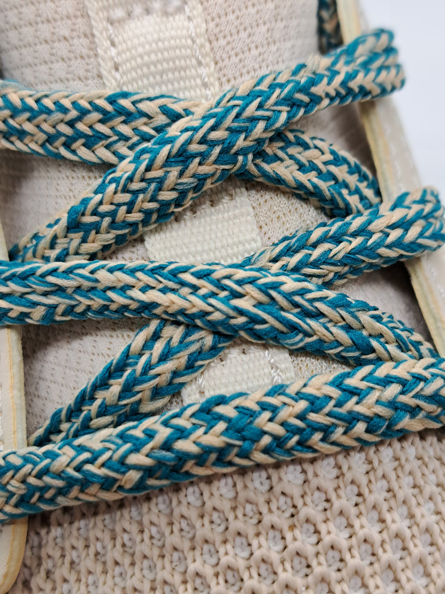 レア廃盤SAND Tie the shoelaces,just knock em Hybrid Tweed Shoelaces - Teal and Tan – The Shoe Lace Factory