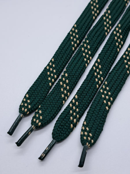 Premium Sport Laces - Forest Green with Cream Accents