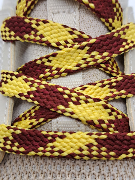 Flat Argyle Shoelaces - Maroon and Gold