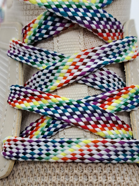 Flat Rainbow Shoelaces - Light