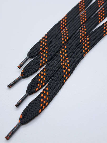 Premium Sport Laces - Black with Orange Accents