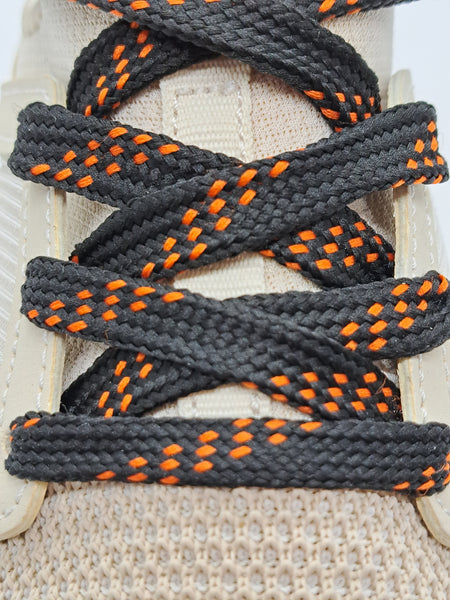 Premium Sport Laces - Black with Orange Accents