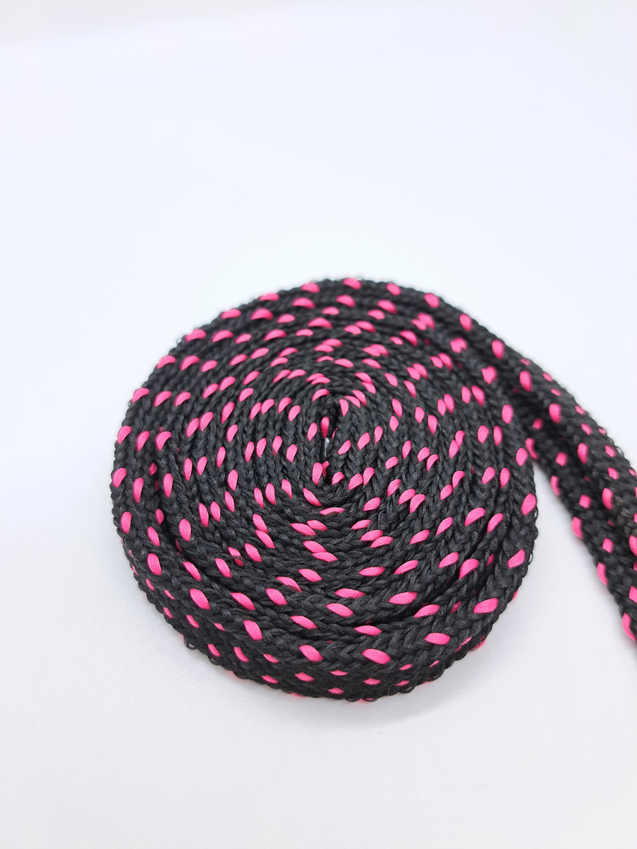 Hot Pink/Black Rope Laces