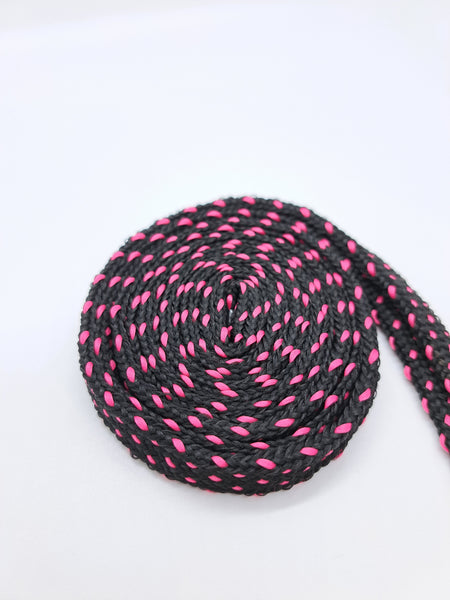 Mid Width Shoelaces - Black with Pink Dots