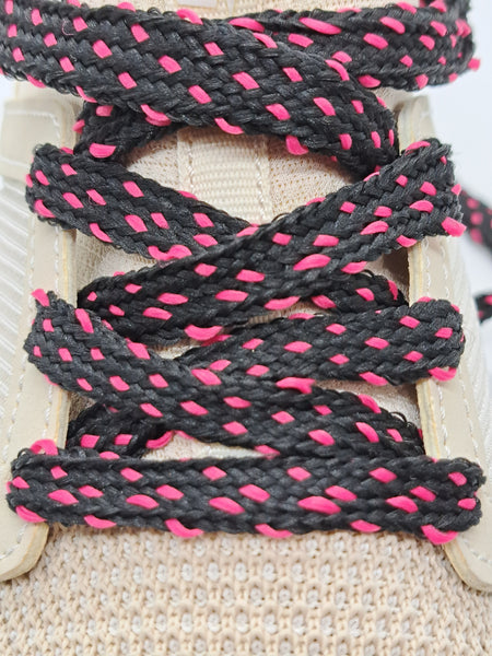 Mid Width Shoelaces - Black with Pink Dots