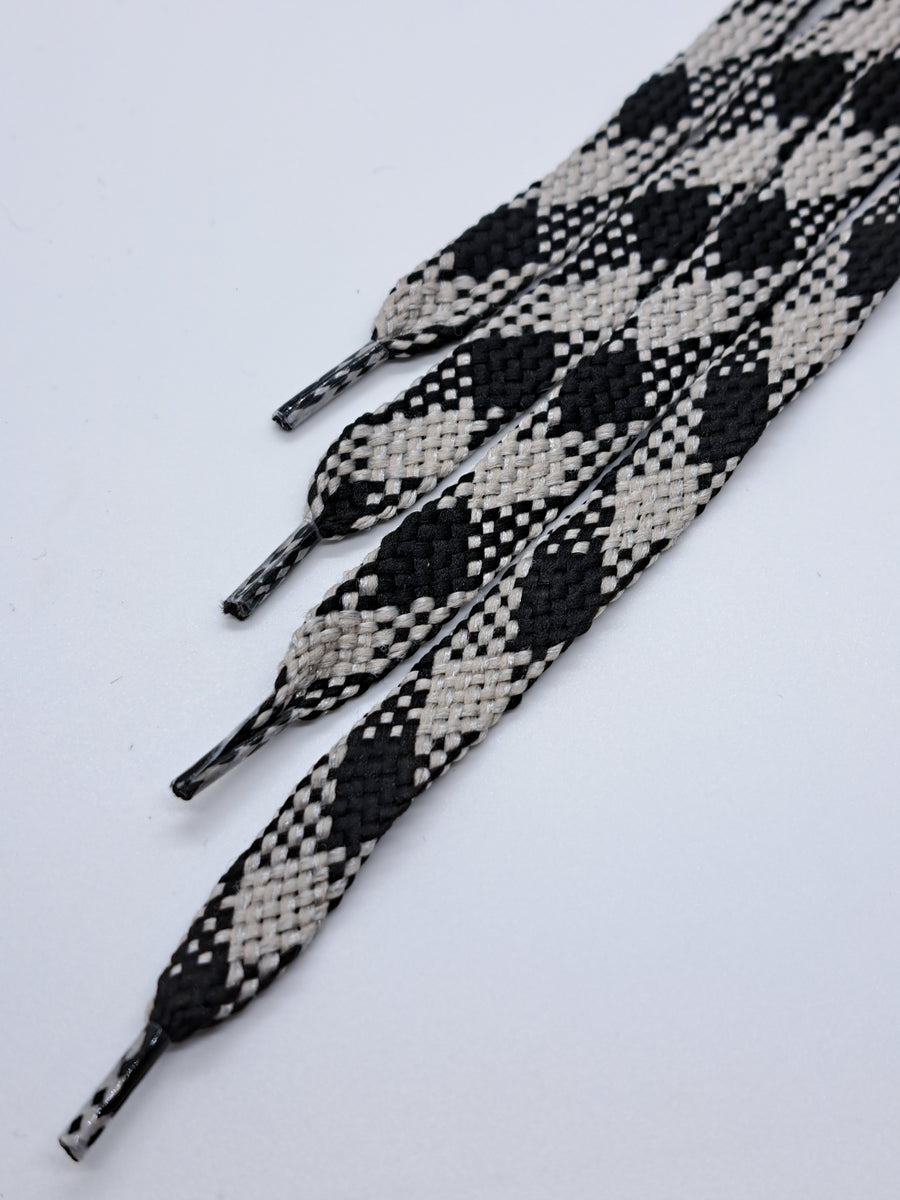 Flat Argyle Shoelaces Black and Gray The Shoe Lace Factory