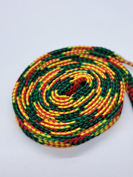 Flat African Flag Color Shoelaces - Black, Green, Red and Gold