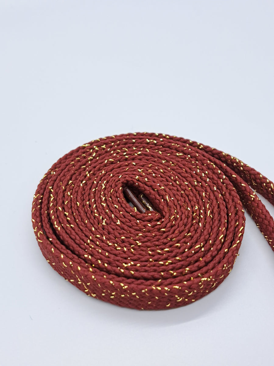 Flat Sparkle Shoelaces Maroon The Shoe Lace Factory