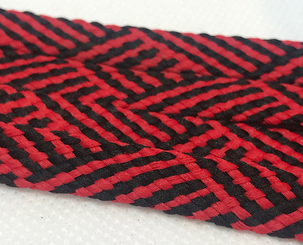 Flat Herringbone Shoelaces - Black and Red