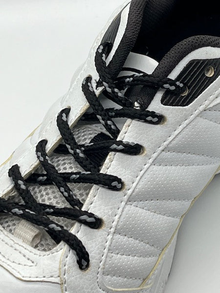 Round Classic Shoelaces - Black with Dark Gray Accents