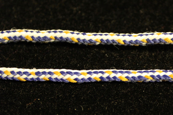 Round Multi-Color Shoelaces - White, Blue and Yellow