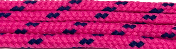 Round Classic Shoelaces - Neon Pink with Royal Accents