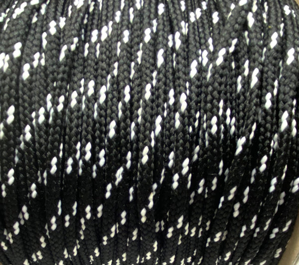 Round Classic Shoelaces - Black with White Accents