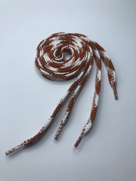 Flat Argyle Shoelaces - Light Brown and White