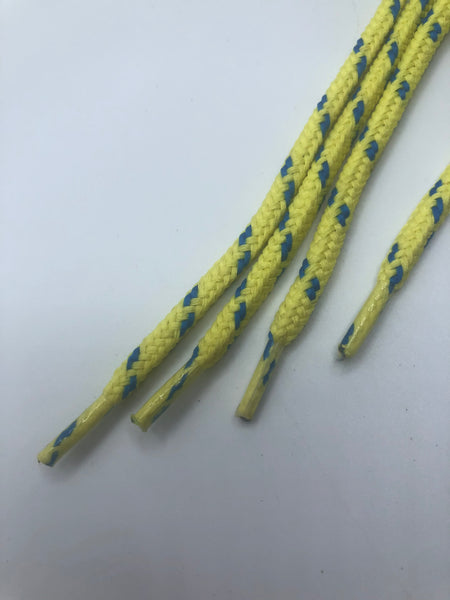 Round Classic Shoelaces - Light Yellow with Bright Blue Accents