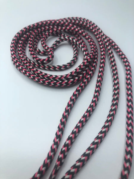 Round Chevron Shoelaces - Black, Pink and White