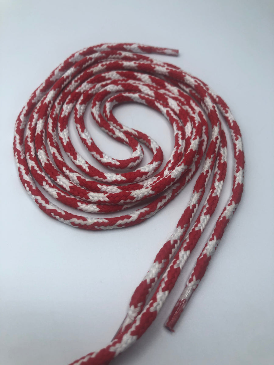 Round MultiColor Shoelaces Red and White The Shoe Lace Factory