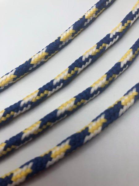 Round Multi-Color Shoelaces - Blue, Yellow and White