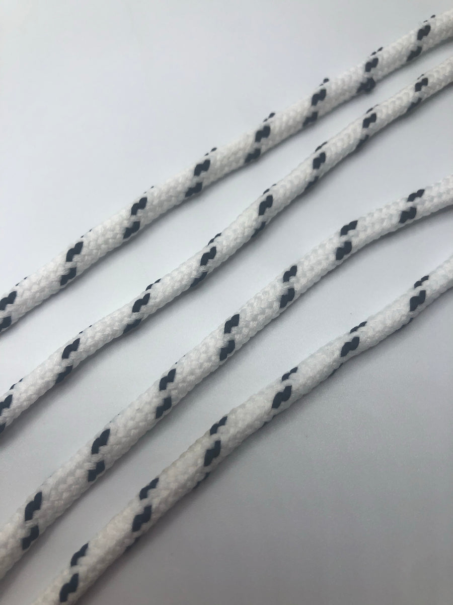 Round Classic Shoelaces White with Black Accents The Shoe Lace Factory
