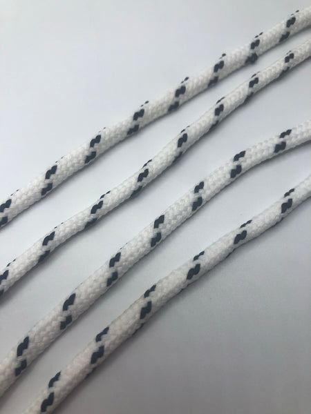 Round Classic Shoelaces - White with Black Accents