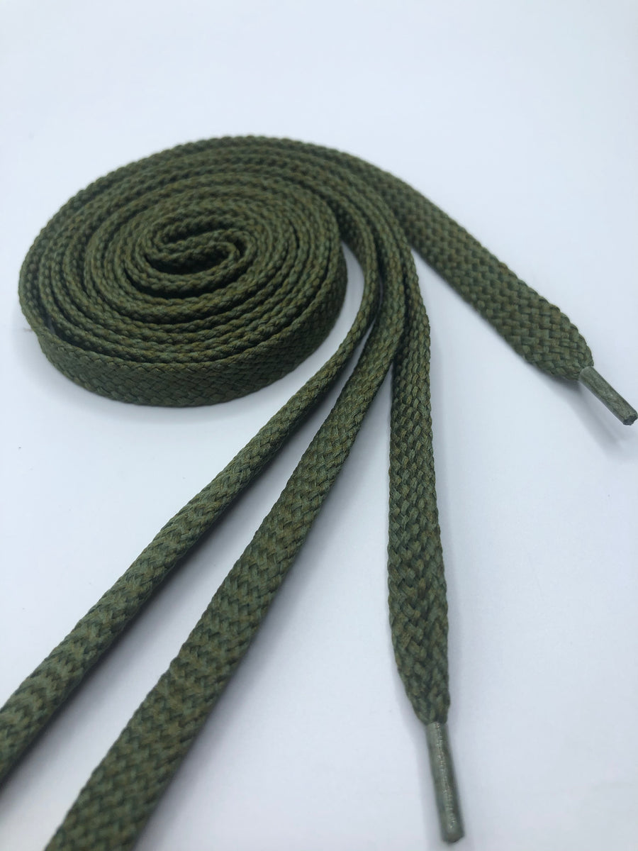 Olive green 2025 flat shoelaces