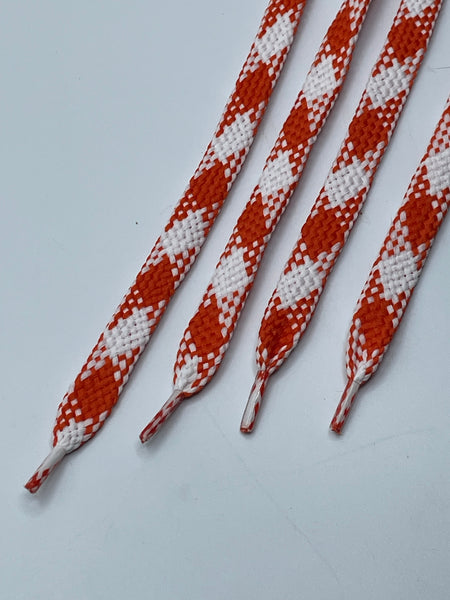 Flat Argyle Shoelaces - Orange and White