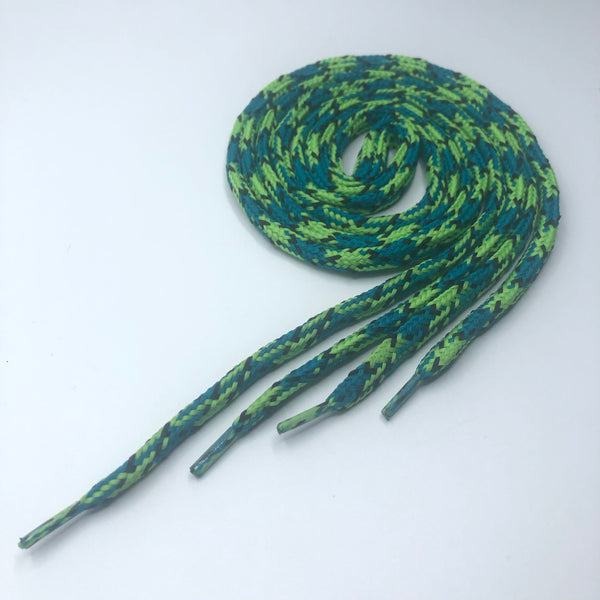 Hybrid Snakeskin Shoelace - Teal and Lime