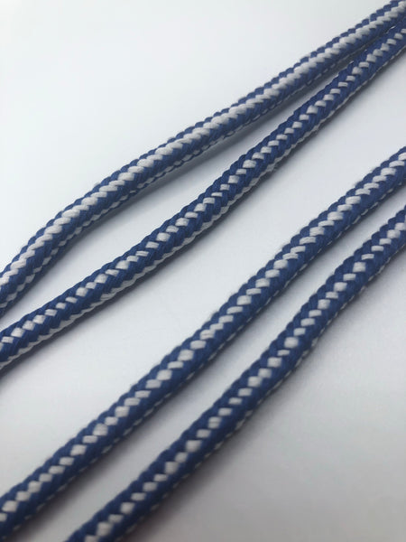 Round Striped Shoelaces - Royal Blue and White