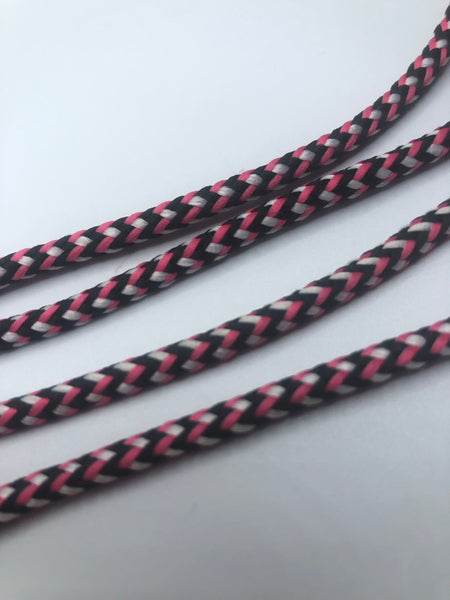 Round Chevron Shoelaces - Black, Pink and White
