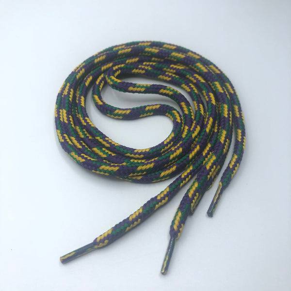 Round Mardi Gras Shoelaces - Purple, Green and Gold