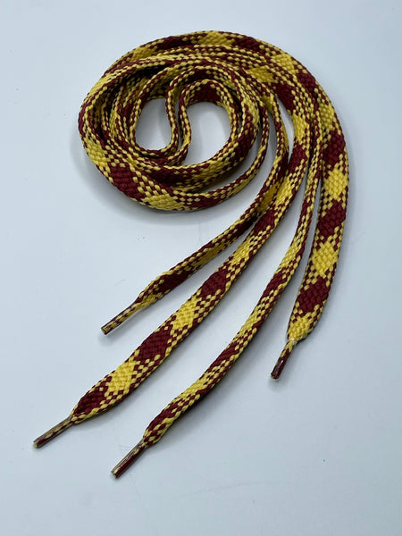 Flat Argyle Shoelaces - Maroon and Gold