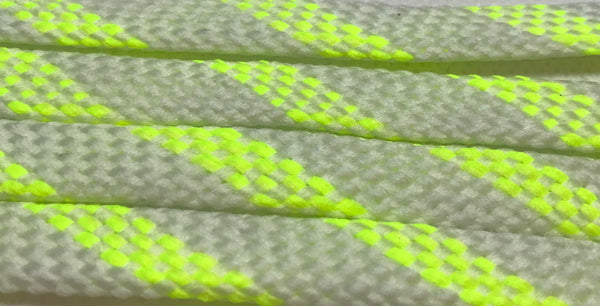 Flat Glow in the Dark Shoelaces - Neon Yellow and White