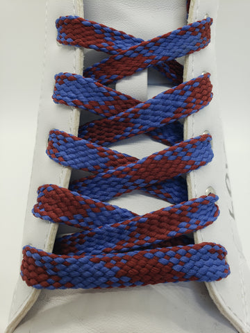 Flat Argyle Shoelaces - Maroon and Dark Blue